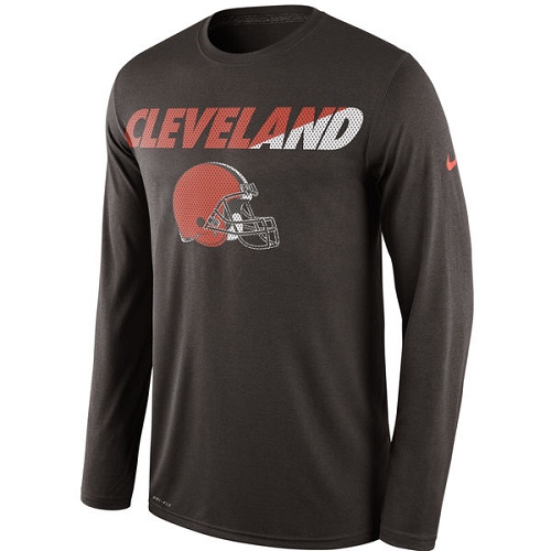 NFL Men's Cleveland Browns Nike Brown Legend Staff Practice Long Sleeve Performance T-Shirt